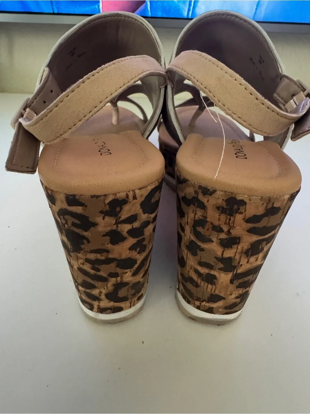 Donald J. Pliner Beige and Leopard Wedge Sandals